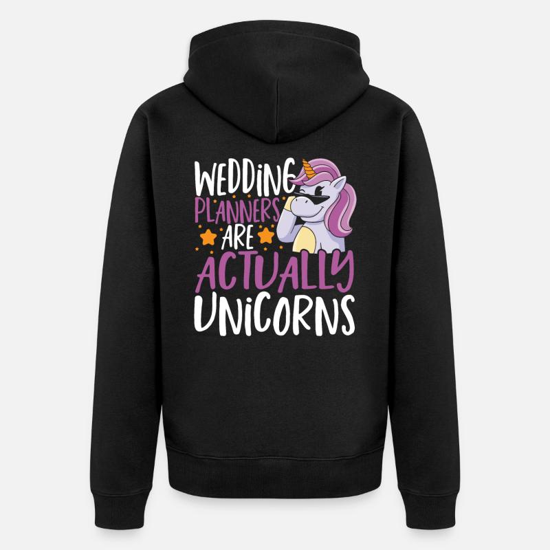 Hochzeitsplaner sind eigentlich Einhörner - Unisex Premium Bio Zip Hoodie - Schwarz