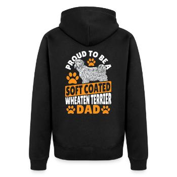 Wheatie Dog Stolz, ein Soft Coated Wheaten - Unisex Premium Bio Zip Hoodie - Schwarz - Hinten - Nico (187cm)