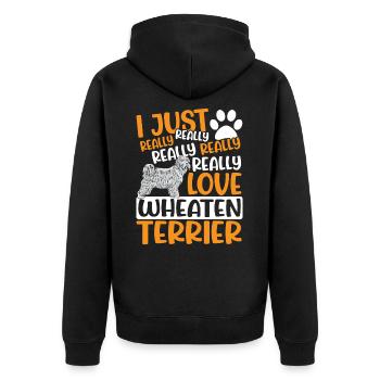 Wheatie Hund Ich liebe Wheaten Terrier einfach - Unisex Premium Bio Zip Hoodie - Schwarz - Hinten - Nico (187cm)