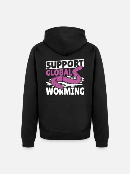 Support Global Worming Worm Farming Vermiculture - Unisex Premium Organic Zip Hoodie - black