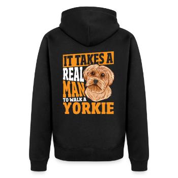 Propriétaire d’un Yorkshire Terrier : Juste un vrai homme - Veste à capuche bio Premium Unisexe - noir - Dos - Nico (187cm)