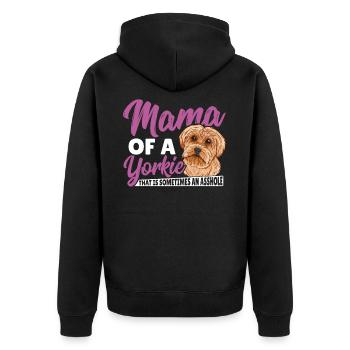 Maman d’un Yorkie qui obtient parfois un A* - Veste à capuche bio Premium Unisexe - noir - Dos - Nico (187cm)