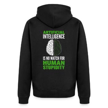 Daten Roboter KI Informatik Maschinelles Lernen - Unisex Premium Bio Zip Hoodie - Schwarz - Hinten - Nico (187cm)