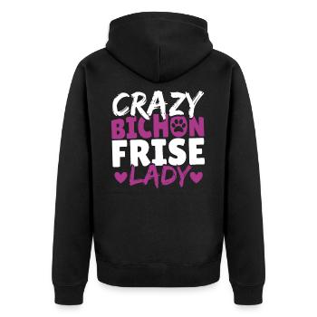 Pet Toy Bichon Tenerife Small Dog Bichon - Unisex Premium Organic Zip Hoodie - black - Back - Nico (187cm)