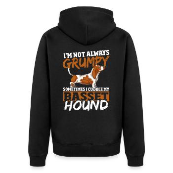 Spürhund Basset Hound Dad Jagdhund Basset Queen - Unisex Premium Bio Zip Hoodie - Schwarz - Hinten - Nico (187cm)