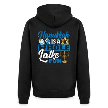 Latke Festival Of Lights Chanukah Shammash - Unisex Premium Organic Zip Hoodie - black - Back - Nico (187cm)