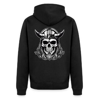 Cool Viking Skull - Unisex Premium Organic Zip Hoodie - black - Back - Nico (187cm)