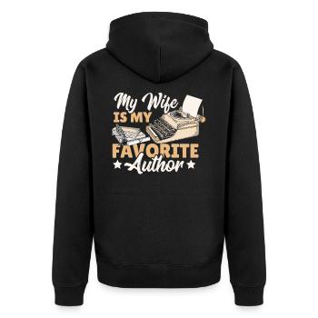 Journalist Schreiben Bücherwurm Romanautor - Unisex Premium Bio Zip Hoodie - Schwarz - Hinten - Nico (187cm)