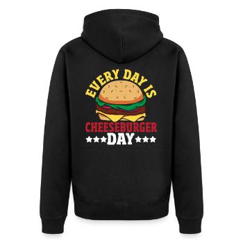 Hamburger Käse Cheeseburger Snacks Cheeseburger - Unisex Premium Bio Zip Hoodie - Schwarz - Hinten - Nico (187cm)