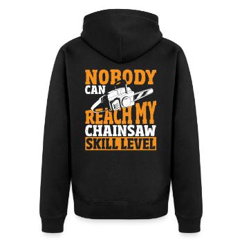 Woodworking Powered Saw Chain Saw - Unisex Premium Organic Zip Hoodie - black - Back - Nico (187cm)