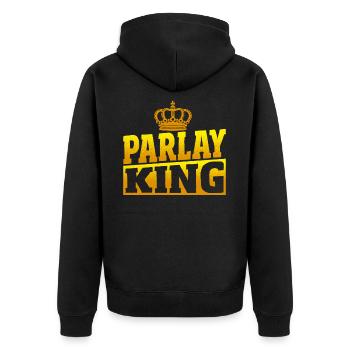 Parlay King Sportwetten Parlay Picks Sportzocker - Unisex Premium Bio Zip Hoodie - Schwarz - Hinten - Nico (187cm)