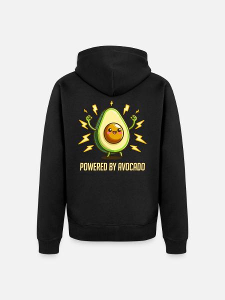 Powered By Avocado - Unisex Premium Organic Zip Hoodie - black