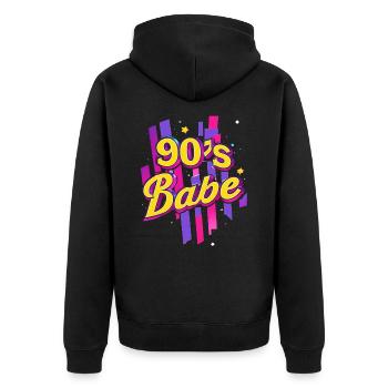 90er Jahre Babe Colourful - Unisex Premium Bio Zip Hoodie - Schwarz - Hinten - Nico (187cm)