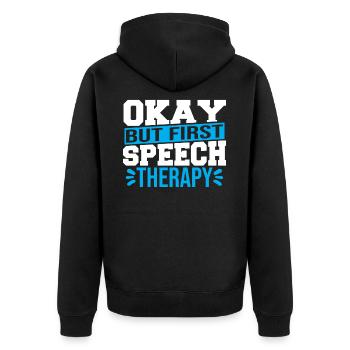 Speech Language Pathology Speech And Language - Unisex Premium Organic Zip Hoodie - black - Back - Nico (187cm)