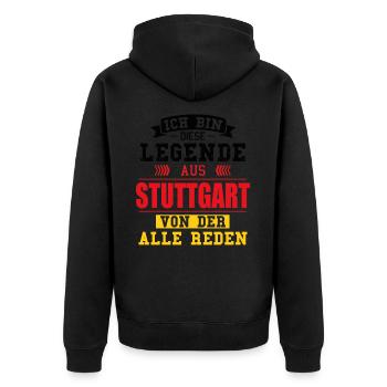 Stadt Stuttgart Deutschland Legende Spruch - Unisex Premium Bio Zip Hoodie - Schwarz - Hinten - Nico (187cm)