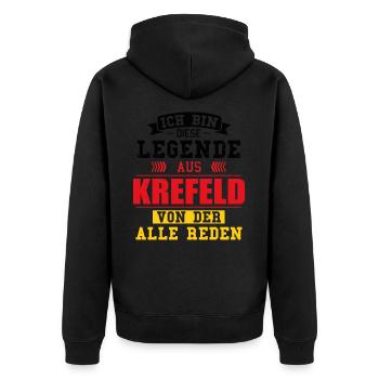 Stadt Krefeld Deutschland Legende Spruch - Unisex Premium Bio Zip Hoodie - Schwarz - Hinten - Nico (187cm)