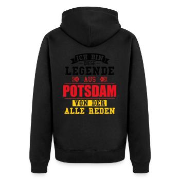 Stadt Potsdam Deutschland Legende Spruch - Unisex Premium Bio Zip Hoodie - Schwarz - Hinten - Nico (187cm)
