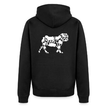 Mops Hund Mama Mops Papa - Unisex Premium Bio Zip Hoodie - Schwarz - Hinten - Nico (187cm)