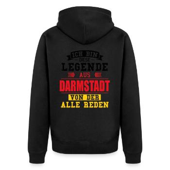 Stadt Darmstadt Deutschland Legende Spruch - Unisex Premium Bio Zip Hoodie - Schwarz - Hinten - Nico (187cm)