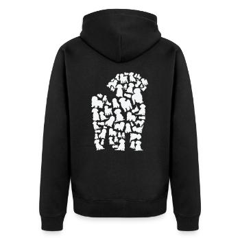 Pudel Hund Mama Pudel Papa - Unisex Premium Bio Zip Hoodie - Schwarz - Hinten - Nico (187cm)