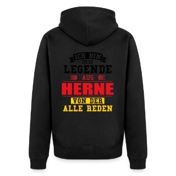 Stadt Herne Deutschland Legende Spruch - Unisex Premium Bio Zip Hoodie - Schwarz - Hinten - Nico (187cm)