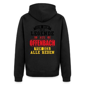 Stadt Offenbach Deutschland Legende Spruch - Unisex Premium Bio Zip Hoodie - Schwarz - Hinten - Nico (187cm)