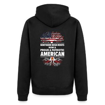 Born Northern Irish Northern Ireland American USA - Unisex Premium Organic Zip Hoodie - black - Back - Nico (187cm)
