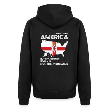 Né à Irlande du Nord, Irlande du Nord, Américain, États-Unis - Veste à capuche bio Premium Unisexe - noir - Dos - Nico (187cm)