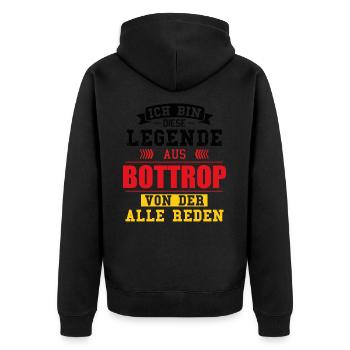 Stadt Bottrop Deutschland Legende Spruch - Unisex Premium Bio Zip Hoodie - Schwarz - Hinten - Nico (187cm)