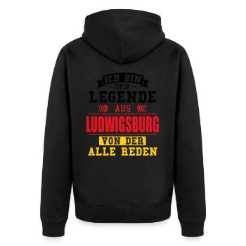 Stadt Ludwigsburg Deutschland Legende Spruch - Unisex Premium Bio Zip Hoodie - Schwarz - Hinten - Nico (187cm)