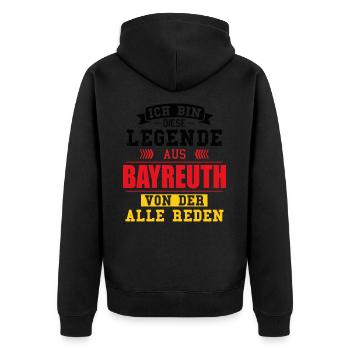 Stadt Bayreuth Deutschland Legende Spruch - Unisex Premium Bio Zip Hoodie - Schwarz - Hinten - Nico (187cm)