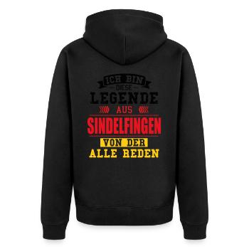 Stadt Sindelfingen Deutschland Legende Spruch - Unisex Premium Bio Zip Hoodie - Schwarz - Hinten - Nico (187cm)