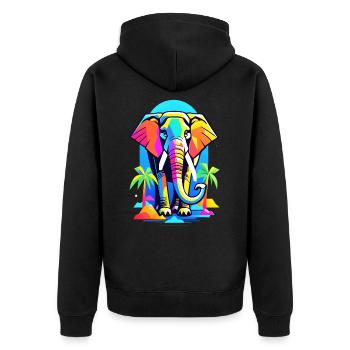 Éléphant coloré dans la conception de l’arc-en-ciel de la jungle - Veste à capuche bio Premium Unisexe - noir - Dos - Nico (187cm)