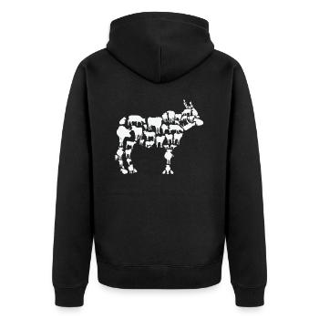 Cow Farmer Animal Farming Cow Silhouette - Unisex Premium Organic Zip Hoodie - black - Back - Nico (187cm)