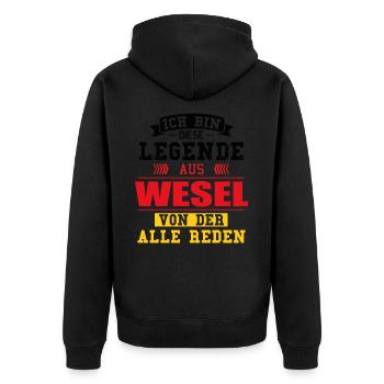 Stadt Wesel Deutschland Legende Spruch - Unisex Premium Bio Zip Hoodie - Schwarz - Hinten - Nico (187cm)