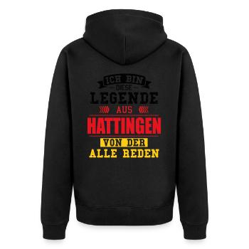 Stadt Hattingen Deutschland Legende Spruch - Unisex Premium Bio Zip Hoodie - Schwarz - Hinten - Nico (187cm)