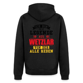 Stadt Wetzlar Deutschland Legende Spruch - Unisex Premium Bio Zip Hoodie - Schwarz - Hinten - Nico (187cm)