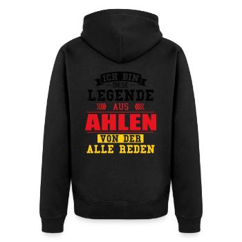 Stadt Ahlen Deutschland Legende Spruch - Unisex Premium Bio Zip Hoodie - Schwarz - Hinten - Nico (187cm)