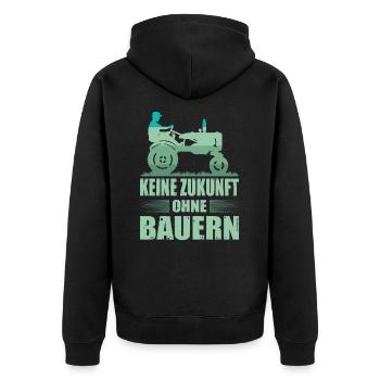 Keine Zukunft Ohne Bauern Landwirt Bauerndemo - Unisex Premium Bio Zip Hoodie - Schwarz - Hinten - Nico (187cm)