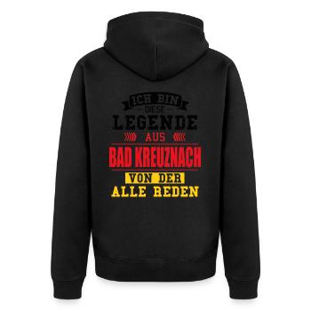 Stadt Bad Kreuznach Deutschland Legende Spruch - Unisex Premium Bio Zip Hoodie - Schwarz - Hinten - Nico (187cm)