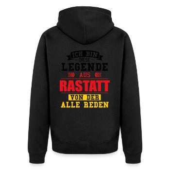 Stadt Rastatt Deutschland Legende Spruch - Unisex Premium Bio Zip Hoodie - Schwarz - Hinten - Nico (187cm)