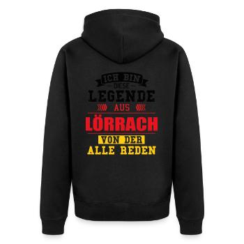 Stadt Lörrach Deutschland Legende Spruch - Unisex Premium Bio Zip Hoodie - Schwarz - Hinten - Nico (187cm)