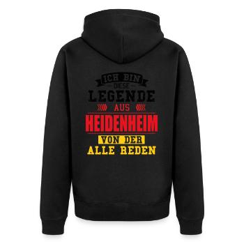 Stadt Heidenheim Deutschland Legende Spruch - Unisex Premium Bio Zip Hoodie - Schwarz - Hinten - Nico (187cm)