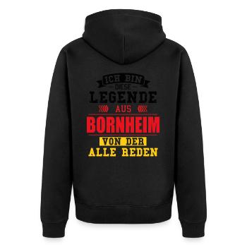 Stadt Bornheim Deutschland Legende Spruch - Unisex Premium Bio Zip Hoodie - Schwarz - Hinten - Nico (187cm)