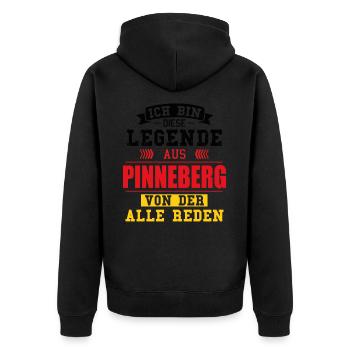 Stadt Pinneberg Deutschland Legende Spruch - Unisex Premium Bio Zip Hoodie - Schwarz - Hinten - Nico (187cm)