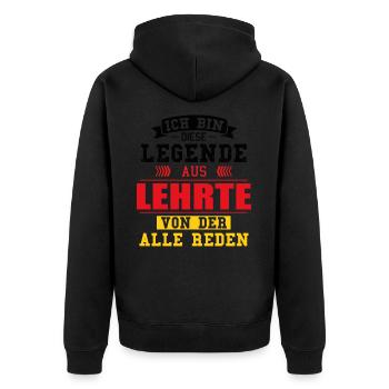 Stadt Lehrte Deutschland Legende Spruch - Unisex Premium Bio Zip Hoodie - Schwarz - Hinten - Nico (187cm)