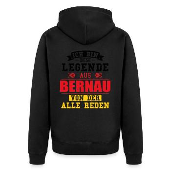 Stadt Bernau Deutschland Legende Spruch - Unisex Premium Bio Zip Hoodie - Schwarz - Hinten - Nico (187cm)