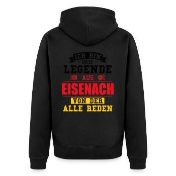Stadt Eisenach Deutschland Legende Spruch - Unisex Premium Bio Zip Hoodie - Schwarz - Hinten - Nico (187cm)