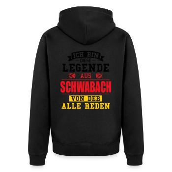 Stadt Schwabach Deutschland Legende Spruch - Unisex Premium Bio Zip Hoodie - Schwarz - Hinten - Nico (187cm)