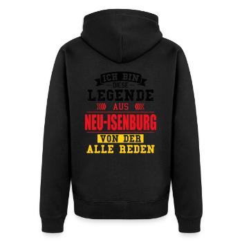 Stadt Neu-Isenburg Deutschland Legende Spruch - Unisex Premium Bio Zip Hoodie - Schwarz - Hinten - Nico (187cm)